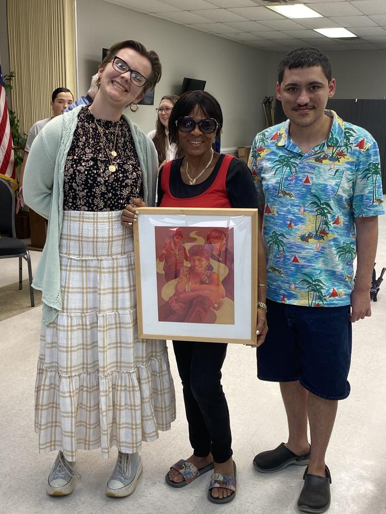 Creative writing teacher Dr. Peter Grimes and art professor Carla Rokes's students teamed up to write memoirs and to draw portraits of senior citizens in Scotland County.
