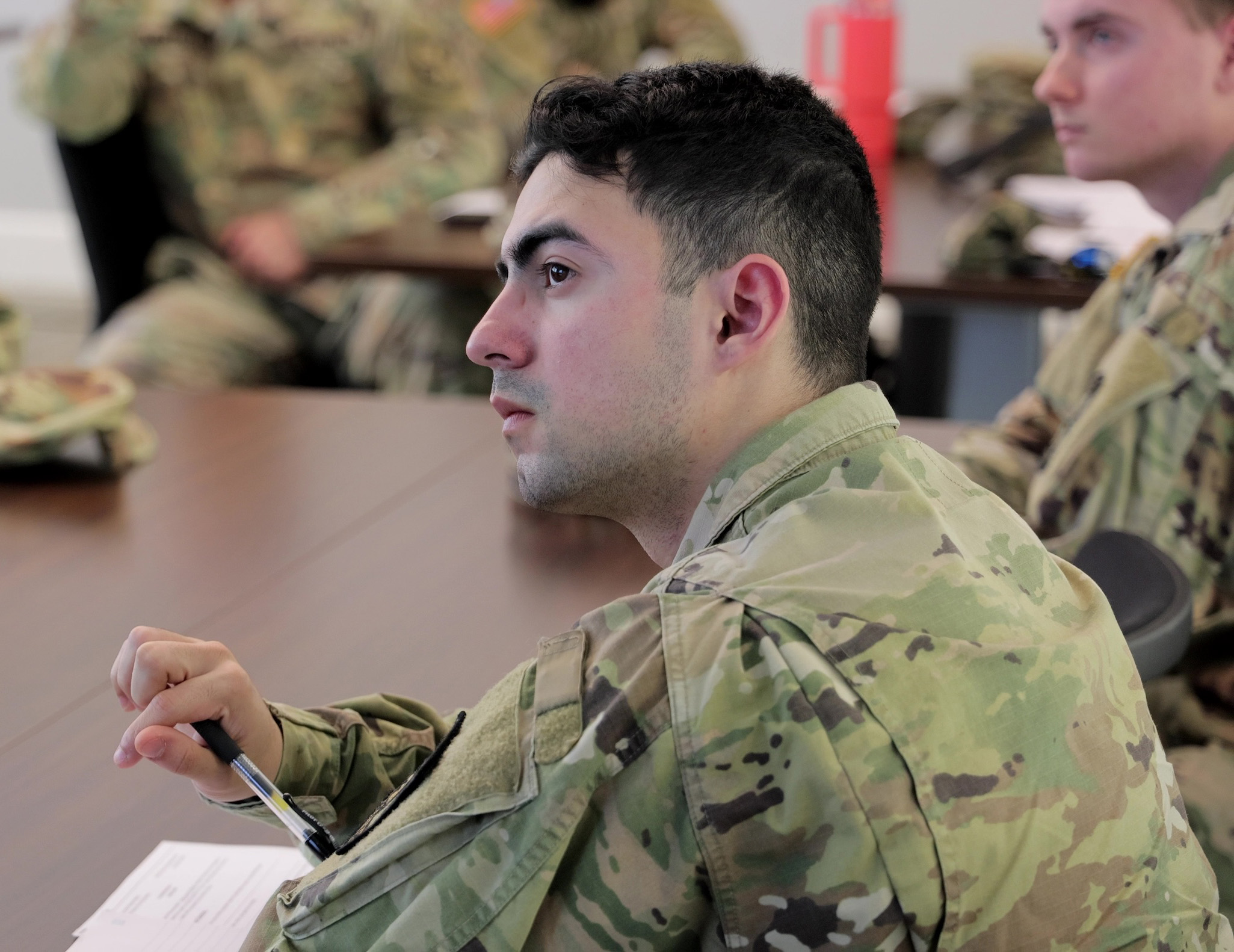 male military science student in class UNCP