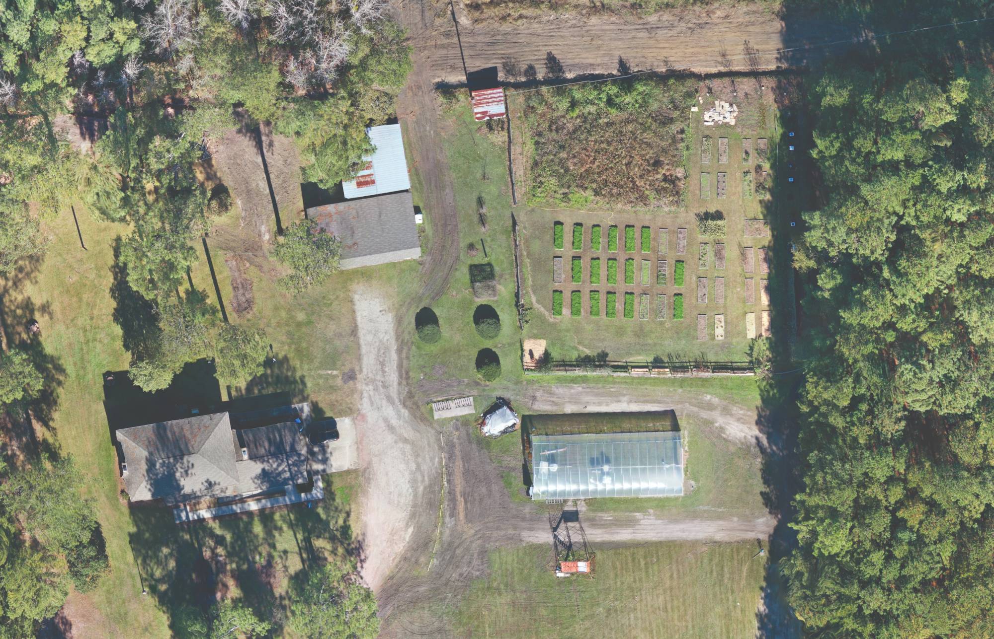 Aerial view of UNCP garden at Pine Cottage
