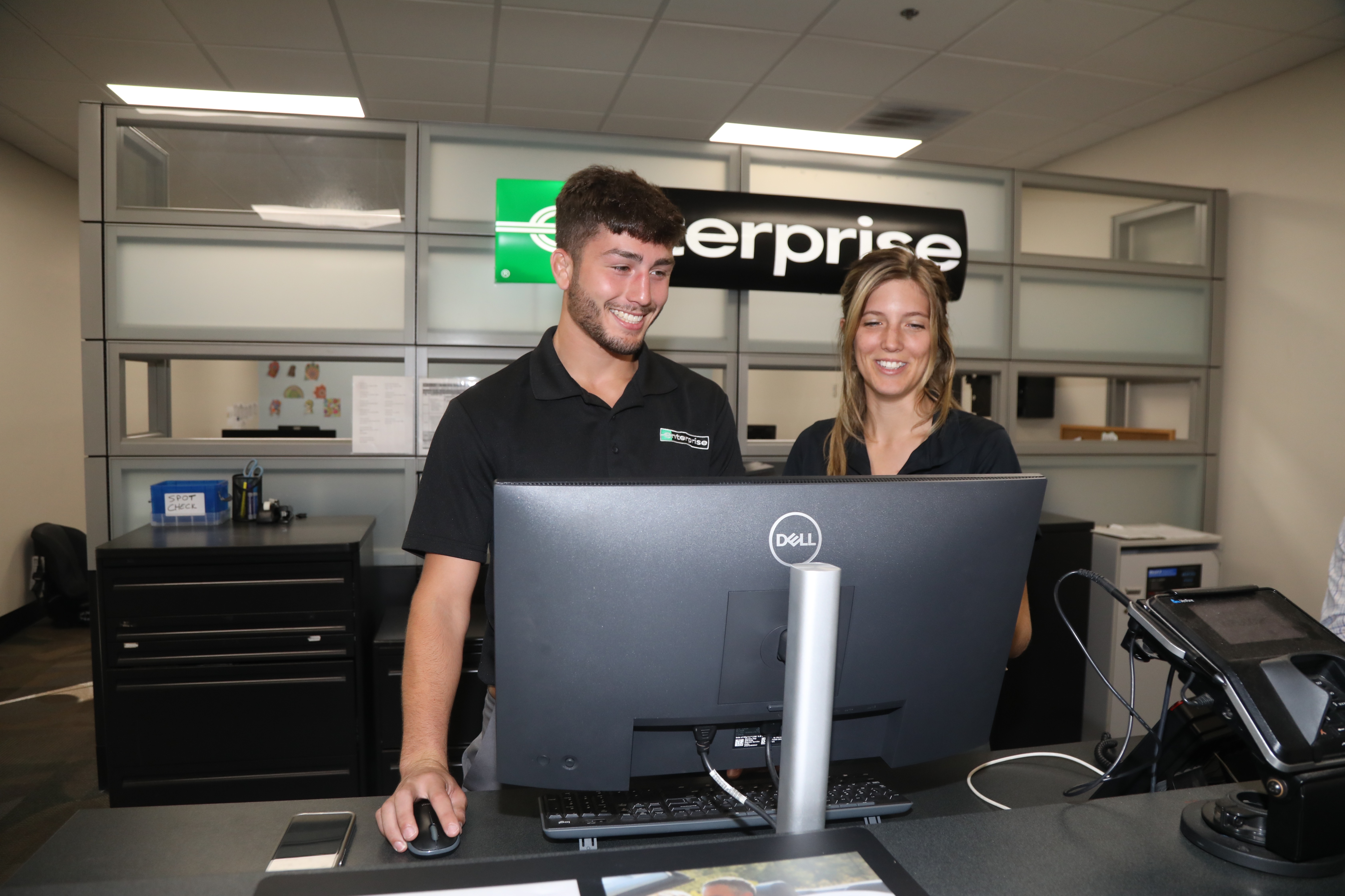 student working at Enterprise for internship