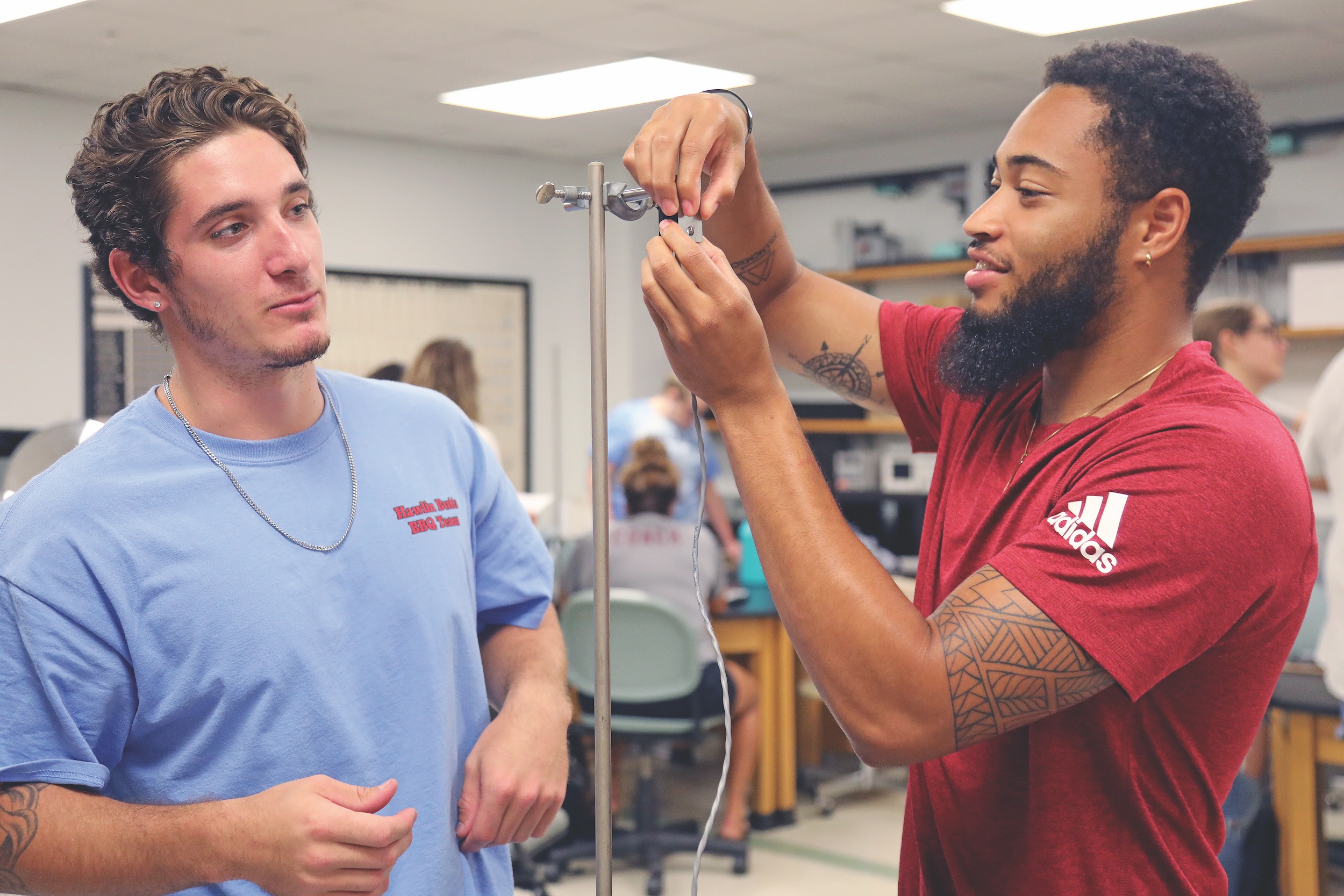 students in UNC Pembroke physics lab