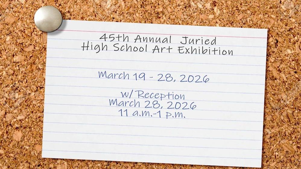 three by five card tacked to a cork board with the event details handwritten on it