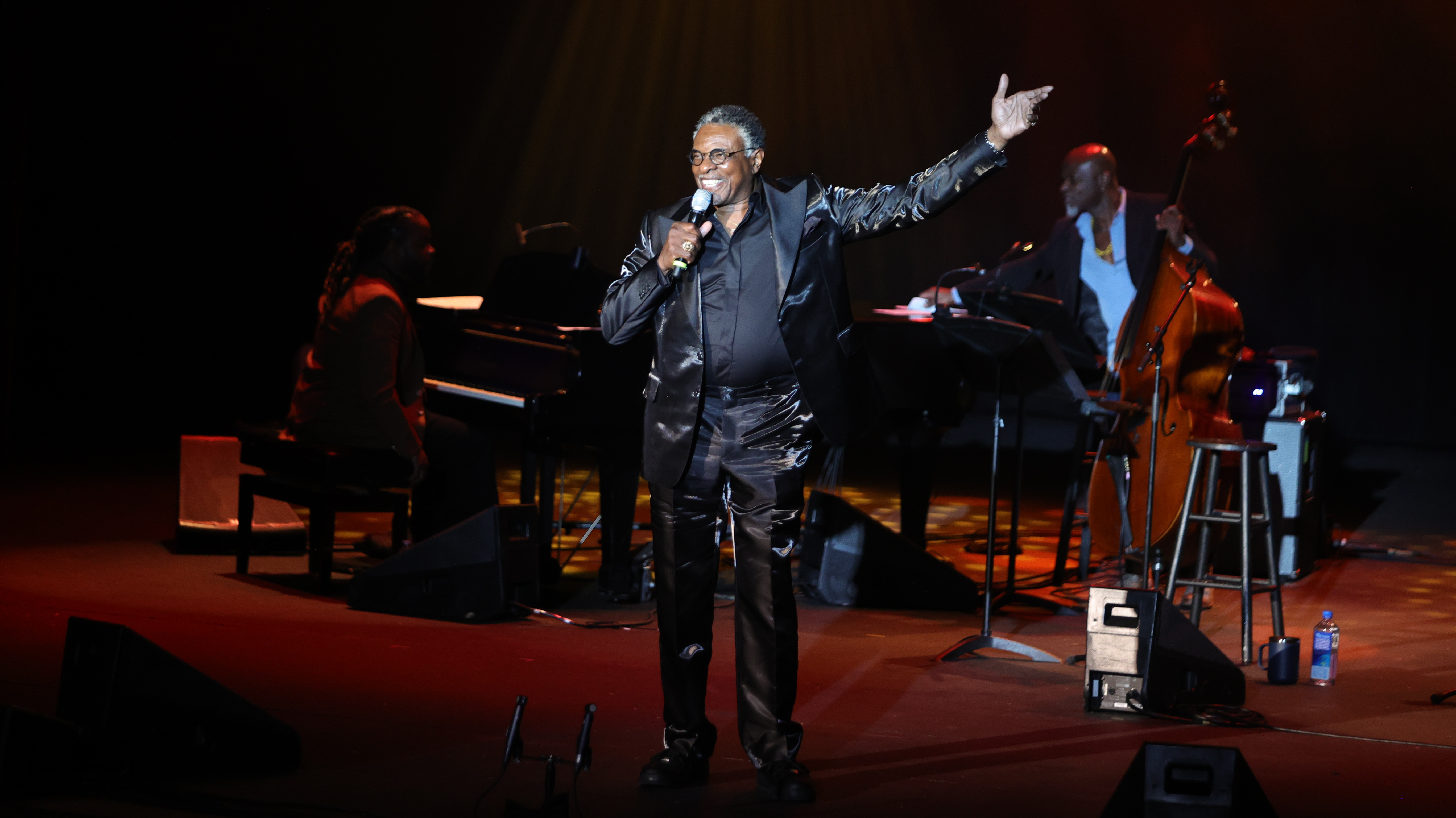 Movie star and jazz musician Keith David stands on the stage of GIvens Performing Arts Center on the UNCP campus.