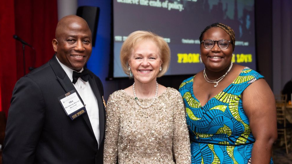 UNCP Trustee Allen Jamerson (left), Aldona Woś (center) Peace Ajirotutu (right)