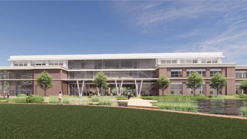 Artist rendering of the new clinical sciences building on UNCP campus
