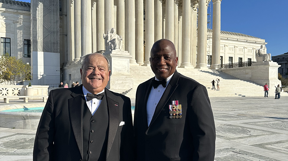 Trustee James Lockemy (left) and Trustee Chairman Allen Jamerson on the steps of the U.S. Supreme Court