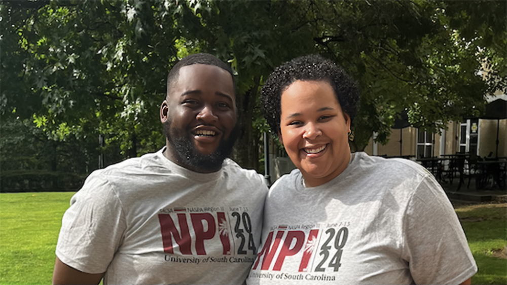 Kamren Lewis, left, Shelby Newsome at the New Professionals Institute’s (NPI) development training conference on the University of South Carolina campus