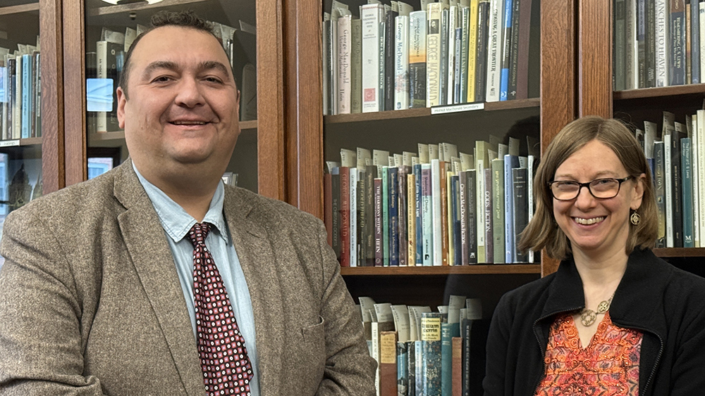 Dr. Nikolay 'Nick' Petrov with Laura Stanifer, the Wade Center's Archivist