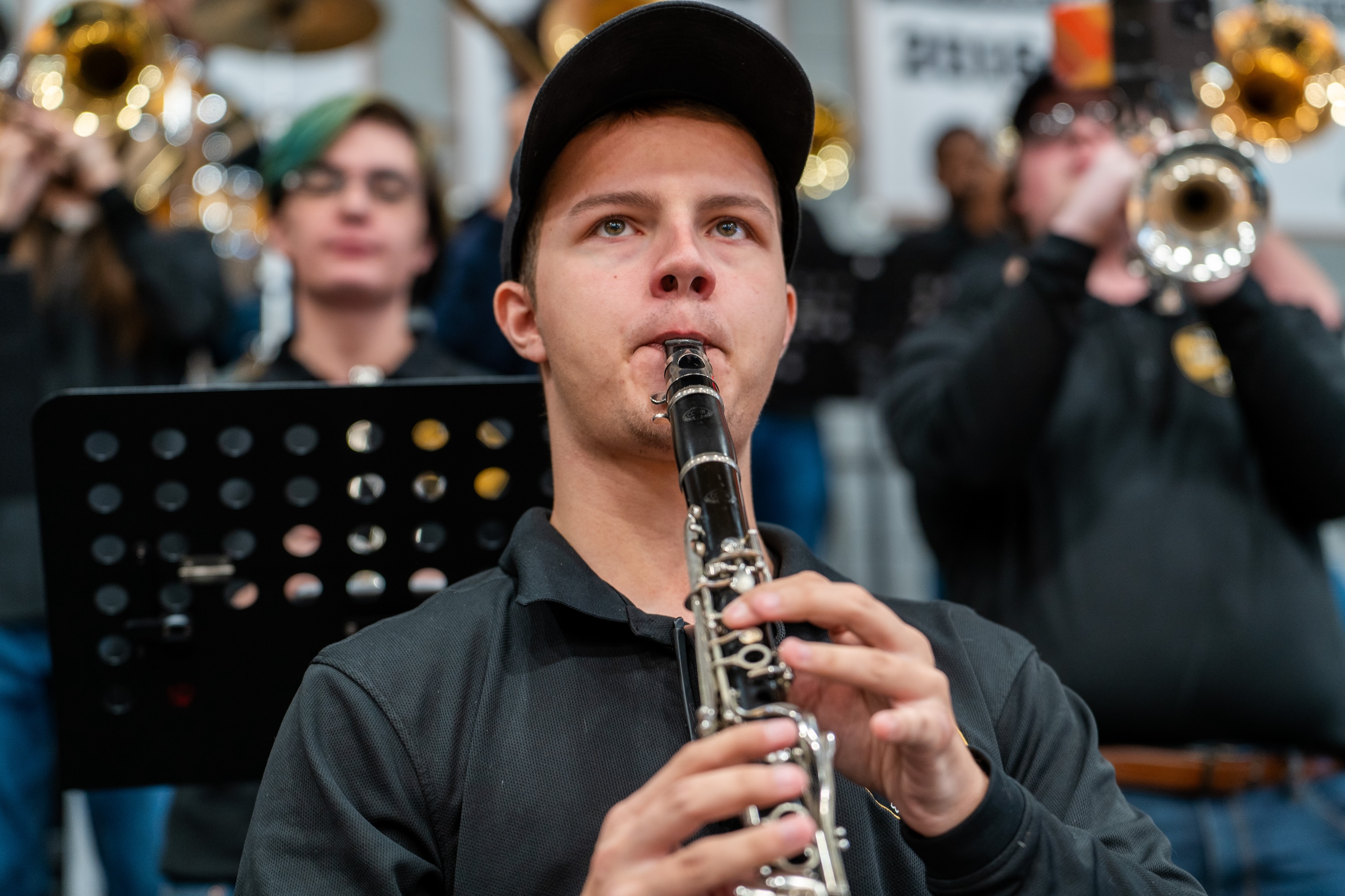 Pep Band guy playing instrument