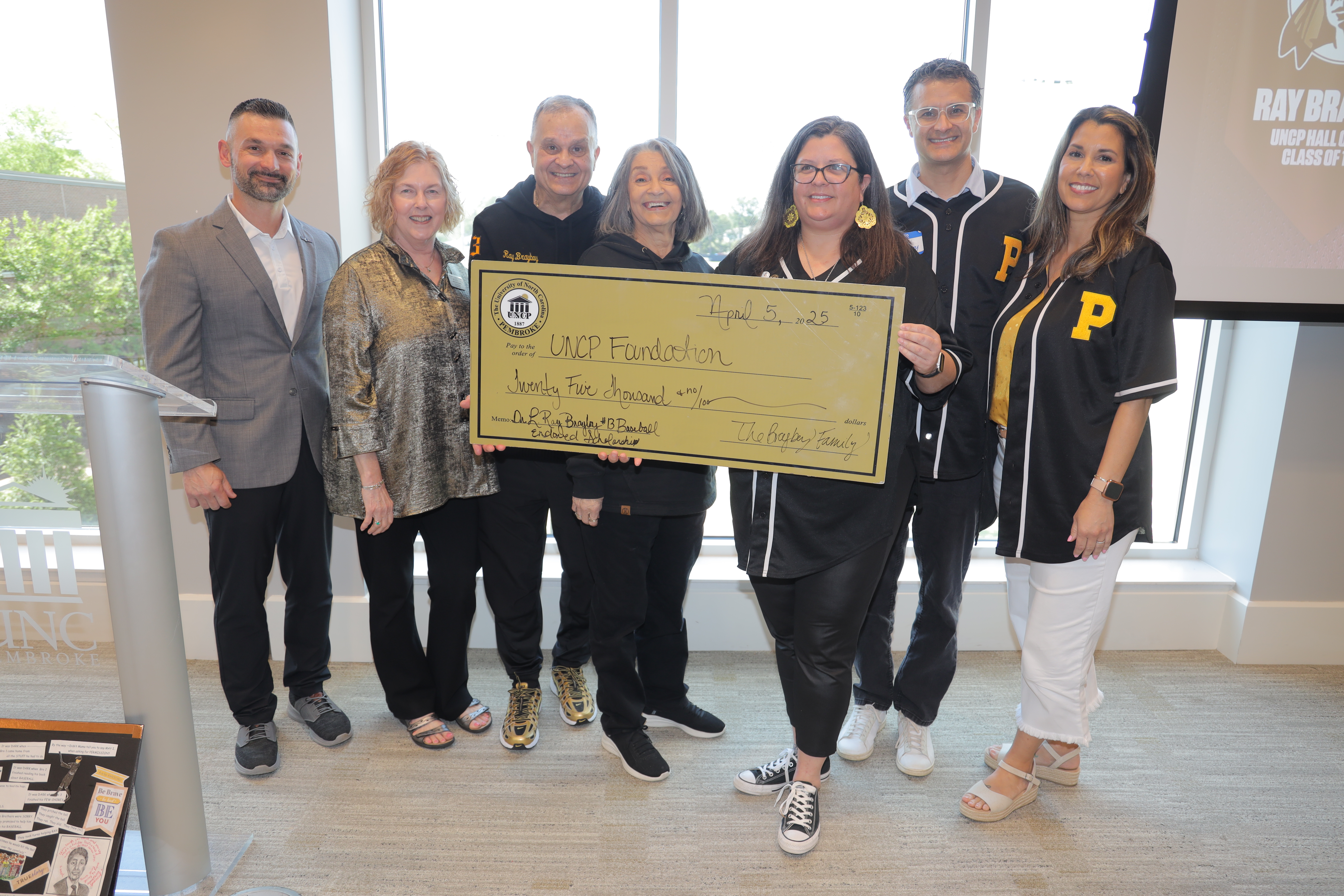 Ray Brayboy honored at UNCP jersey retirement ceremony.