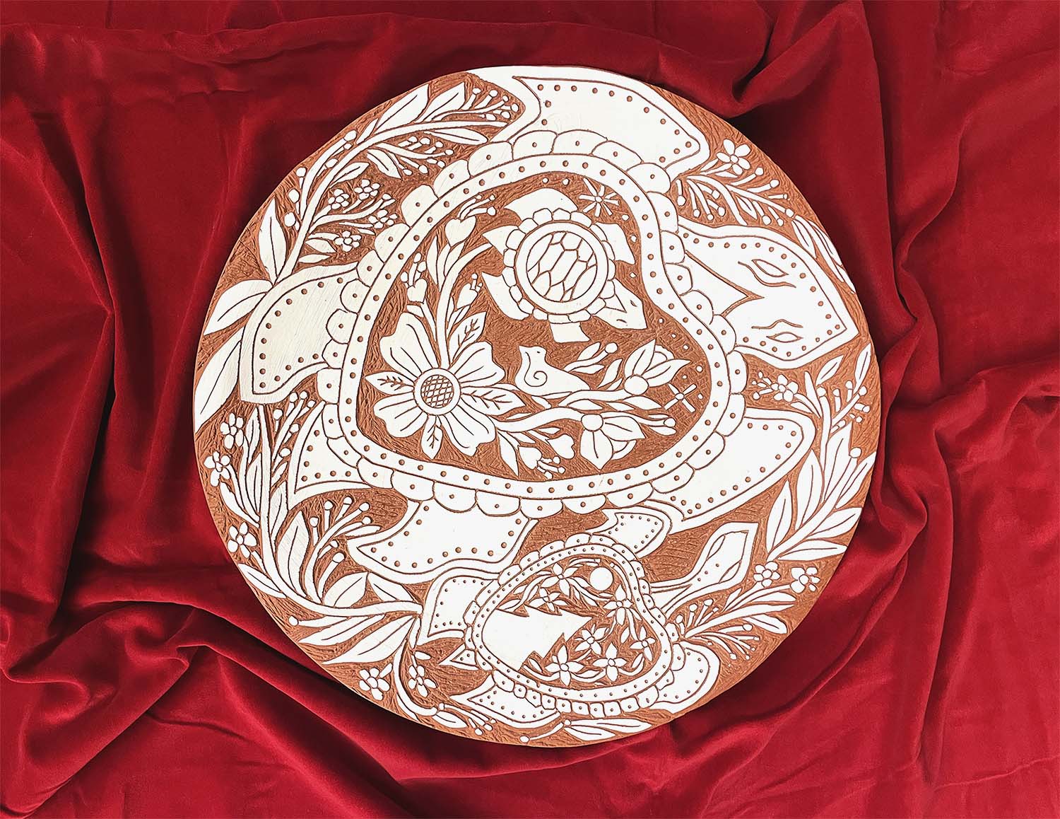 Senora Lynch, Mother and child, red earth and white clay, 2025