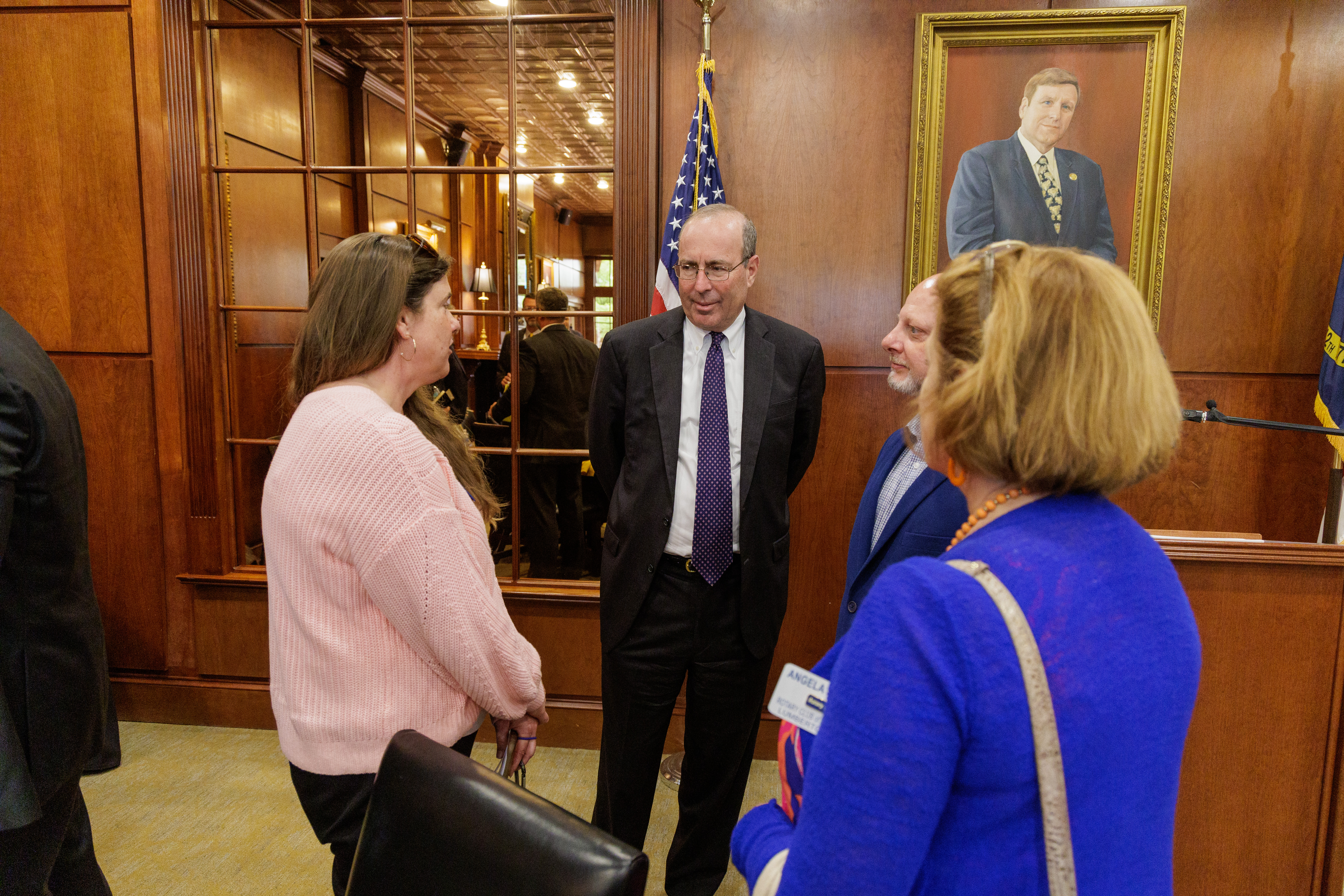 Federal Reserve Bank of Richmond President Tom Barkin speaks with members of the the Rotary Club at UNC Pembroke.