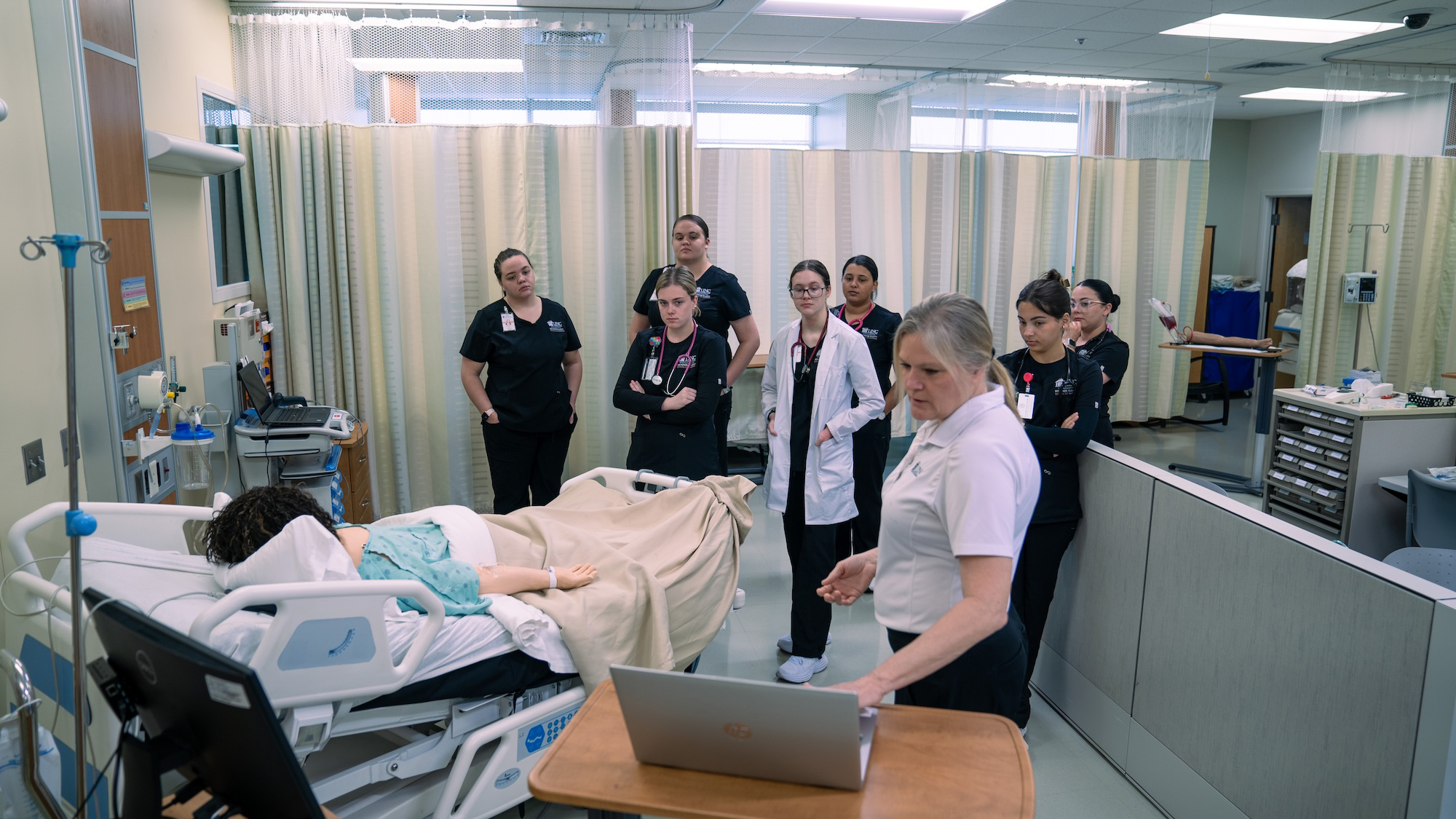 group of UNCP students in the Clinical Learning Center