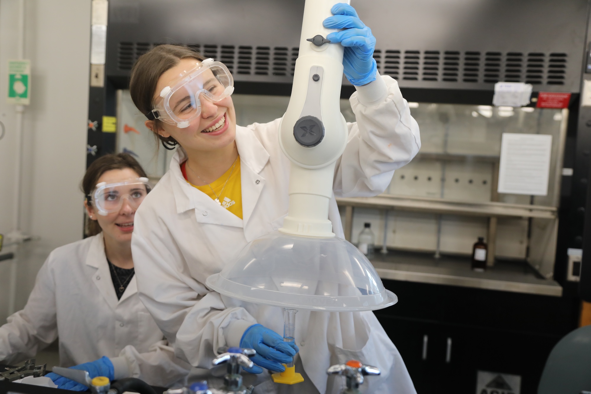 uncp student in a chemistry lab