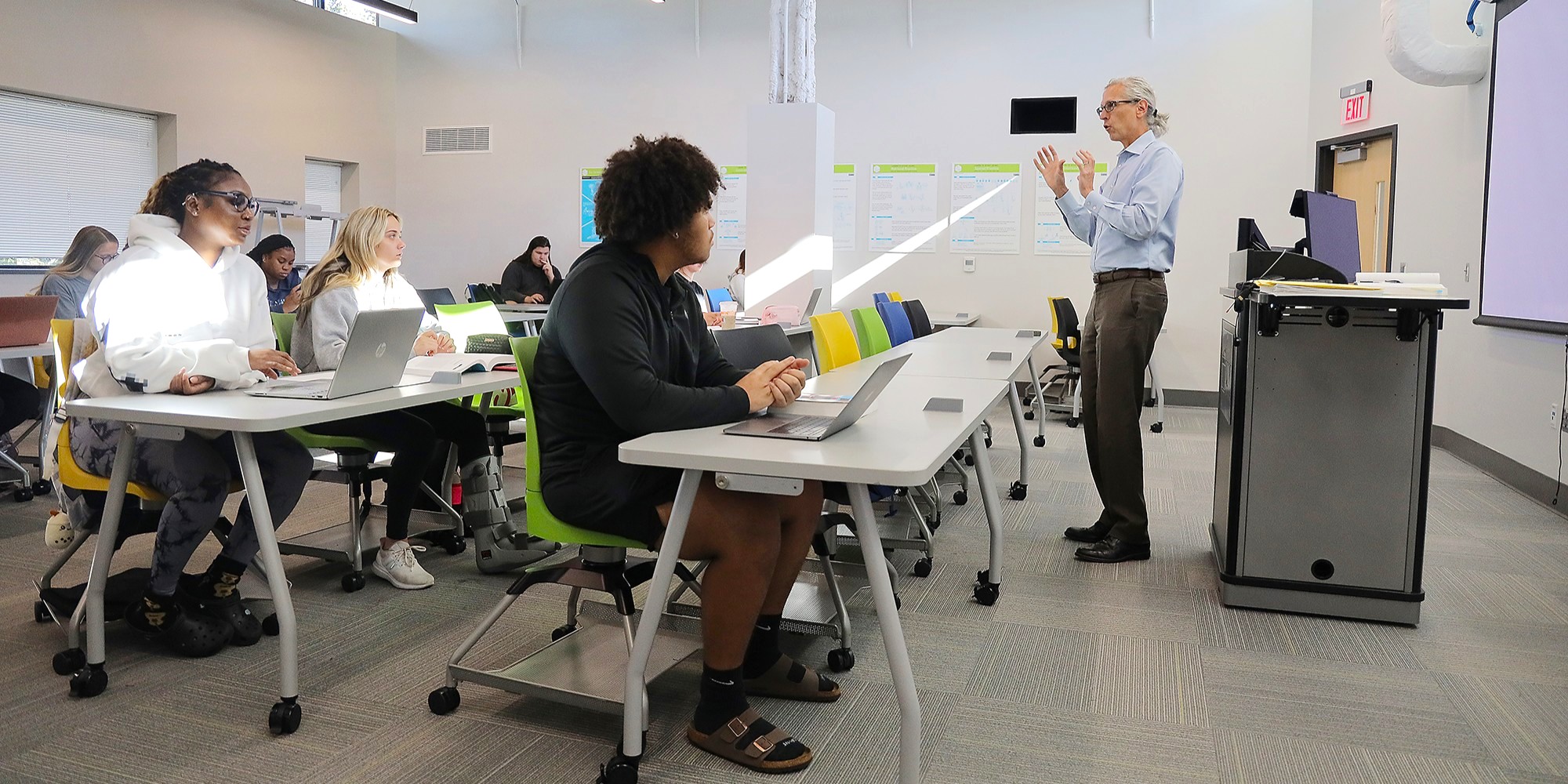 faculty member teaching a political science class at UNCP