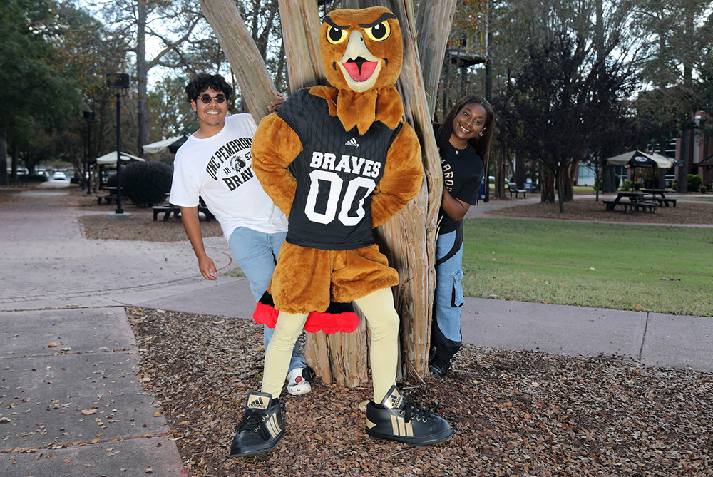 Orientation leaders UNCP with BraveHawk