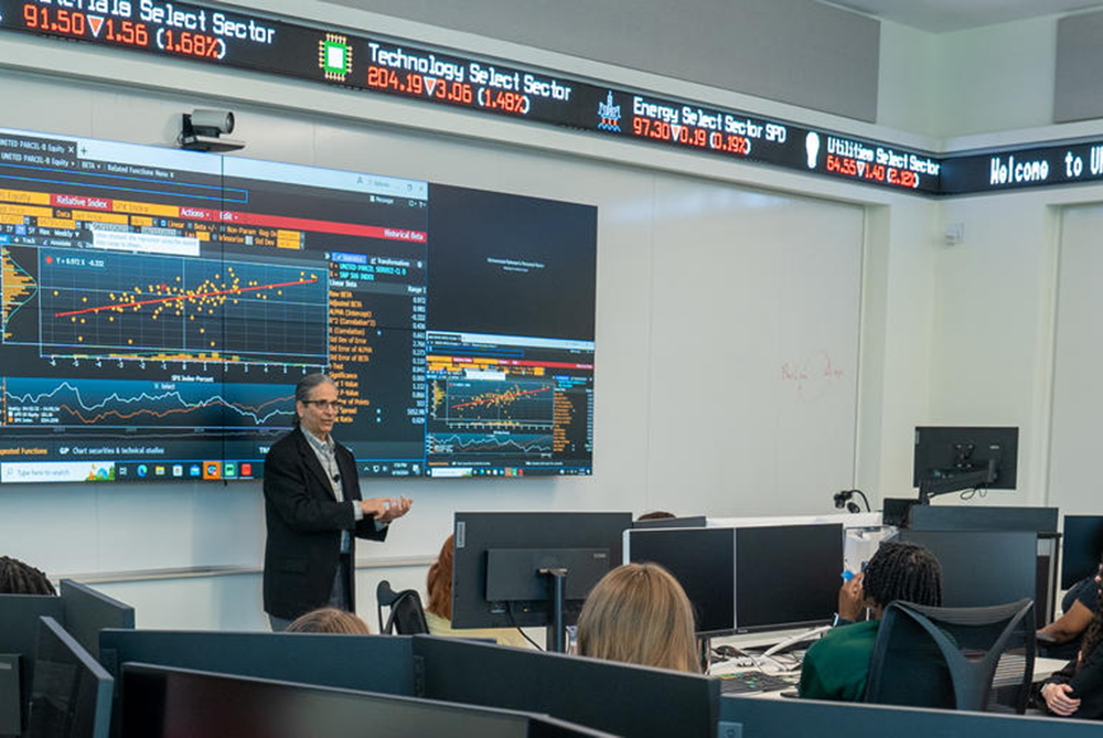 UNCP students learning about finance