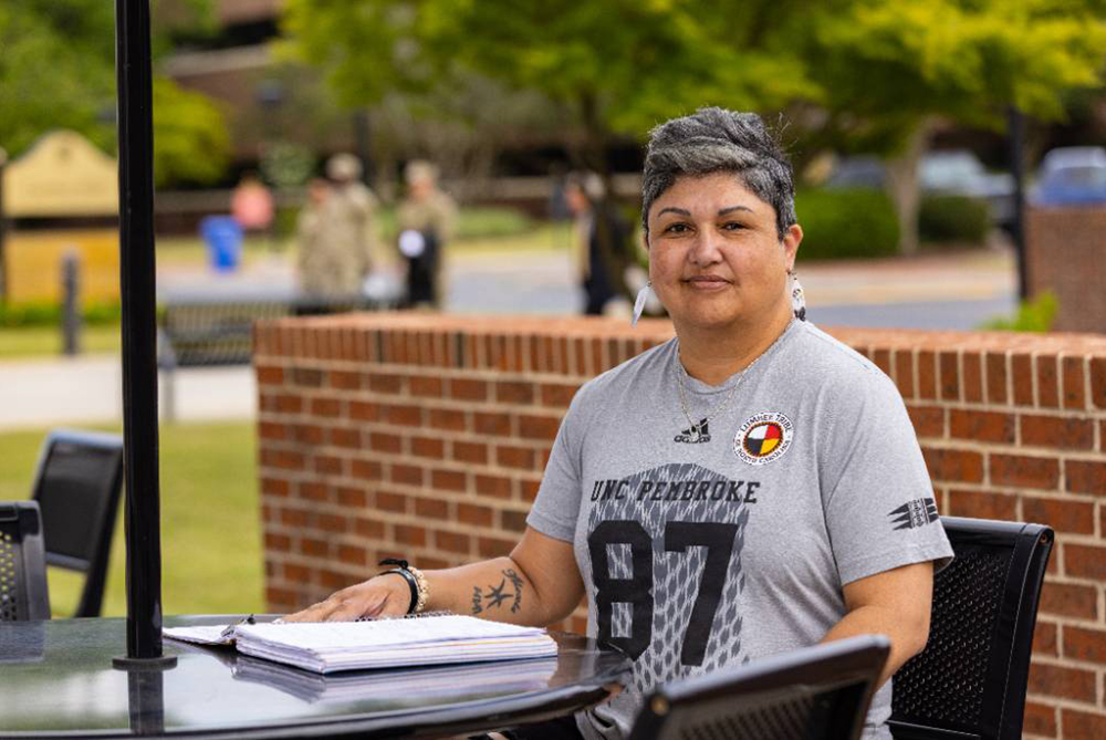 older student on campus