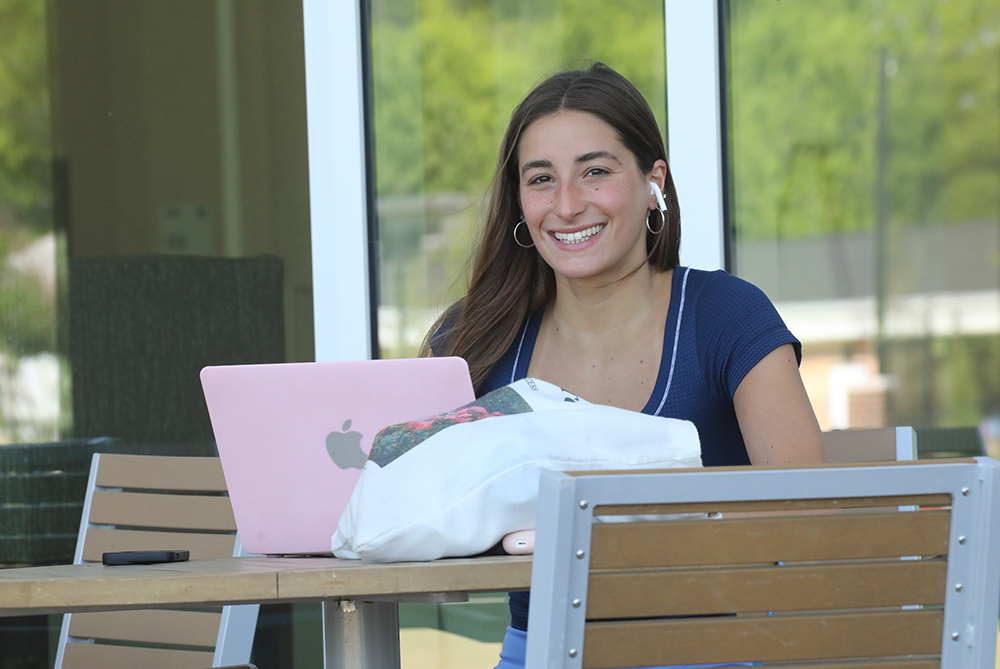 A UNCP student on campus