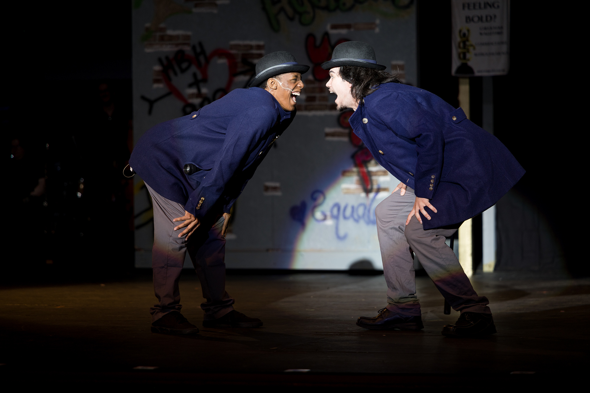 Urinetown student production UNC Pembroke male students on stage