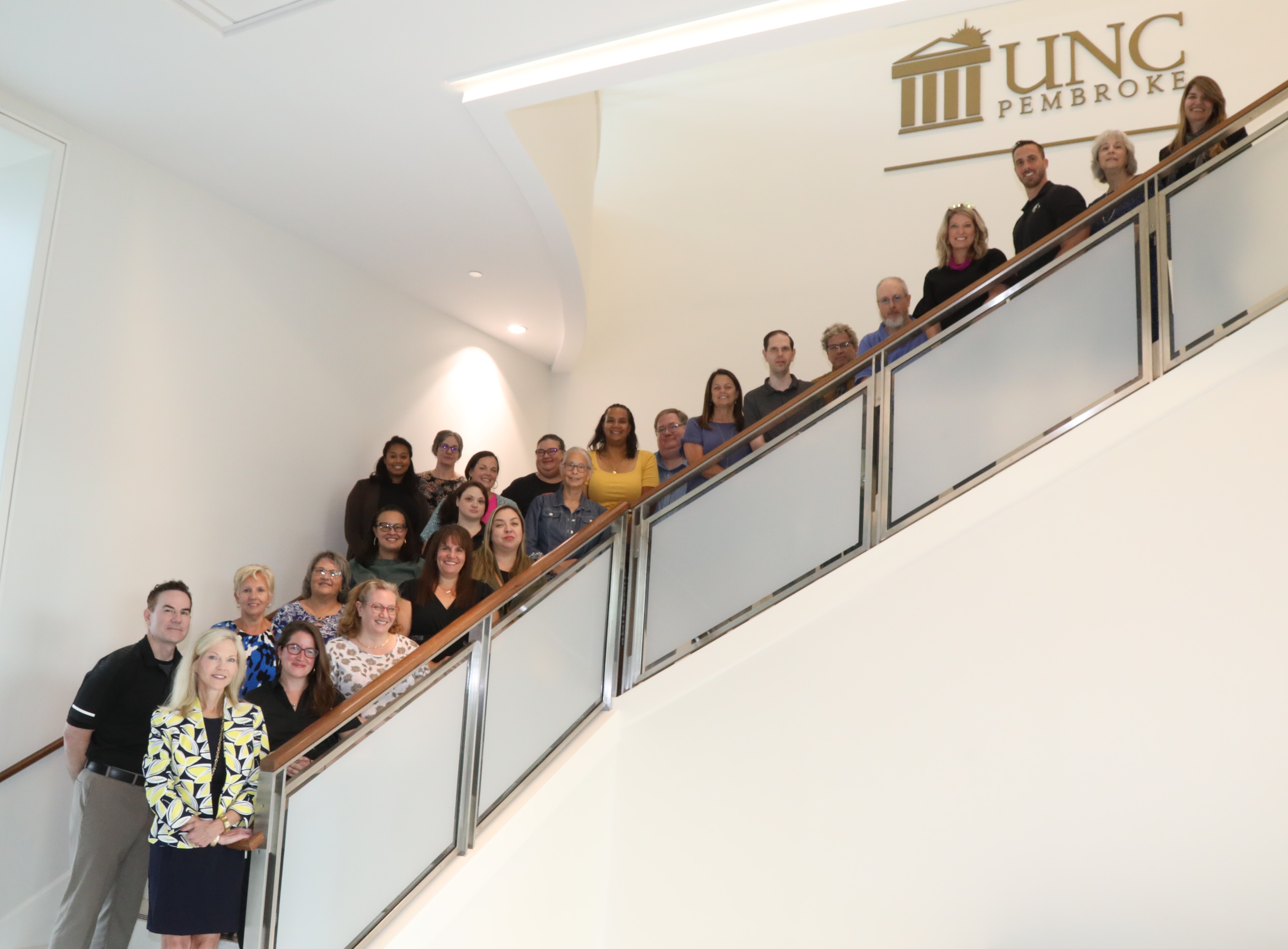 UNCP Graduate Council on stairs