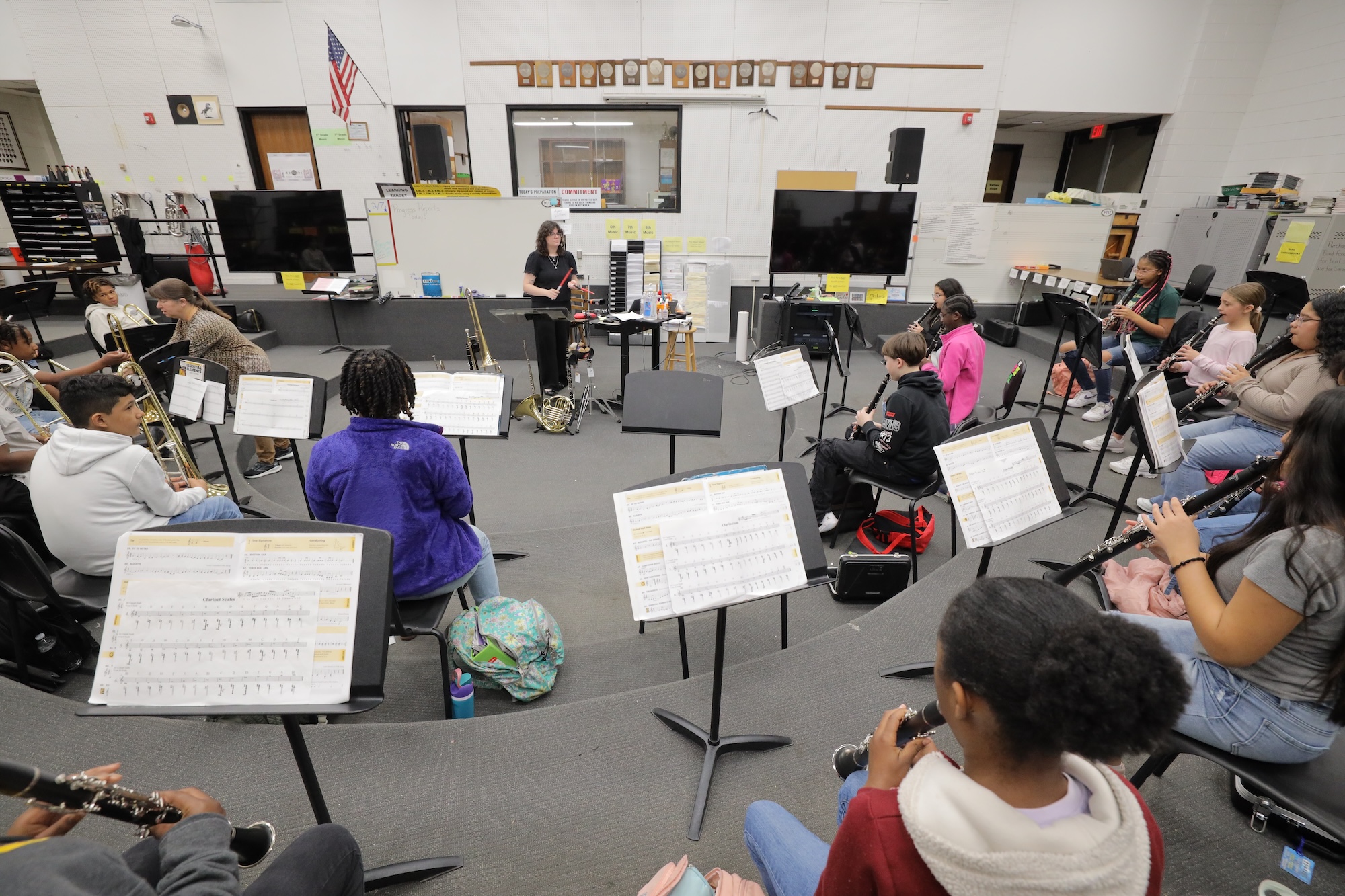 student teacher at UNC Pembroke teaching music to young students