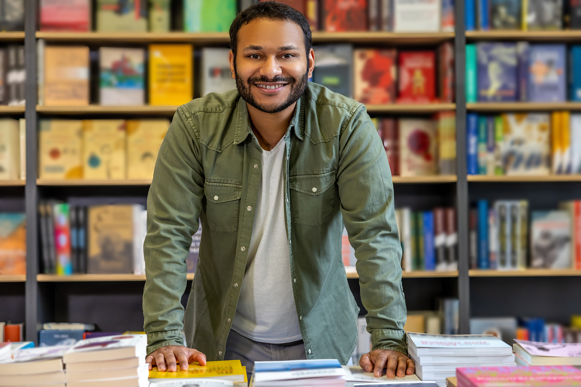 Male student in bookstore