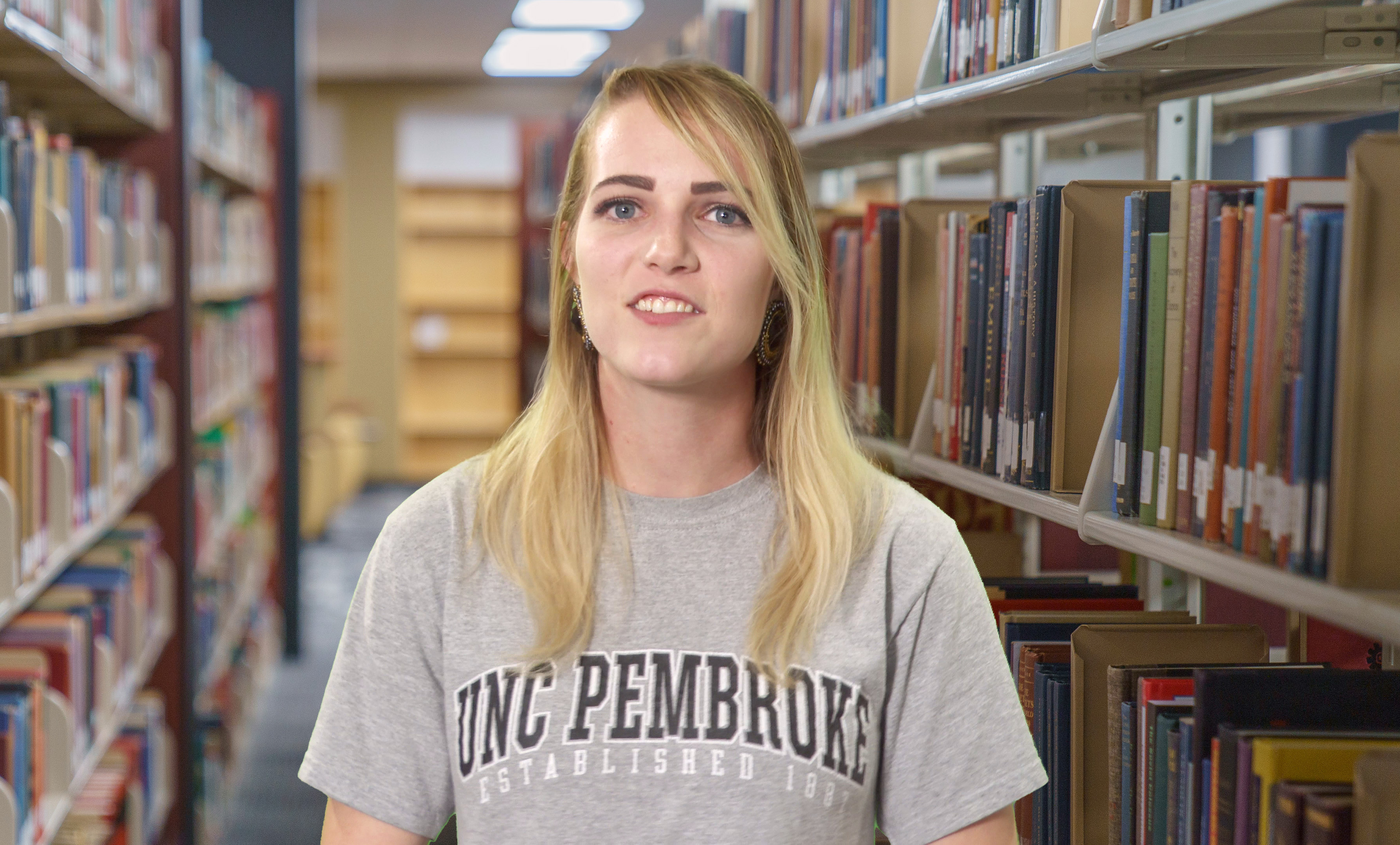 Carly Edwards in the library