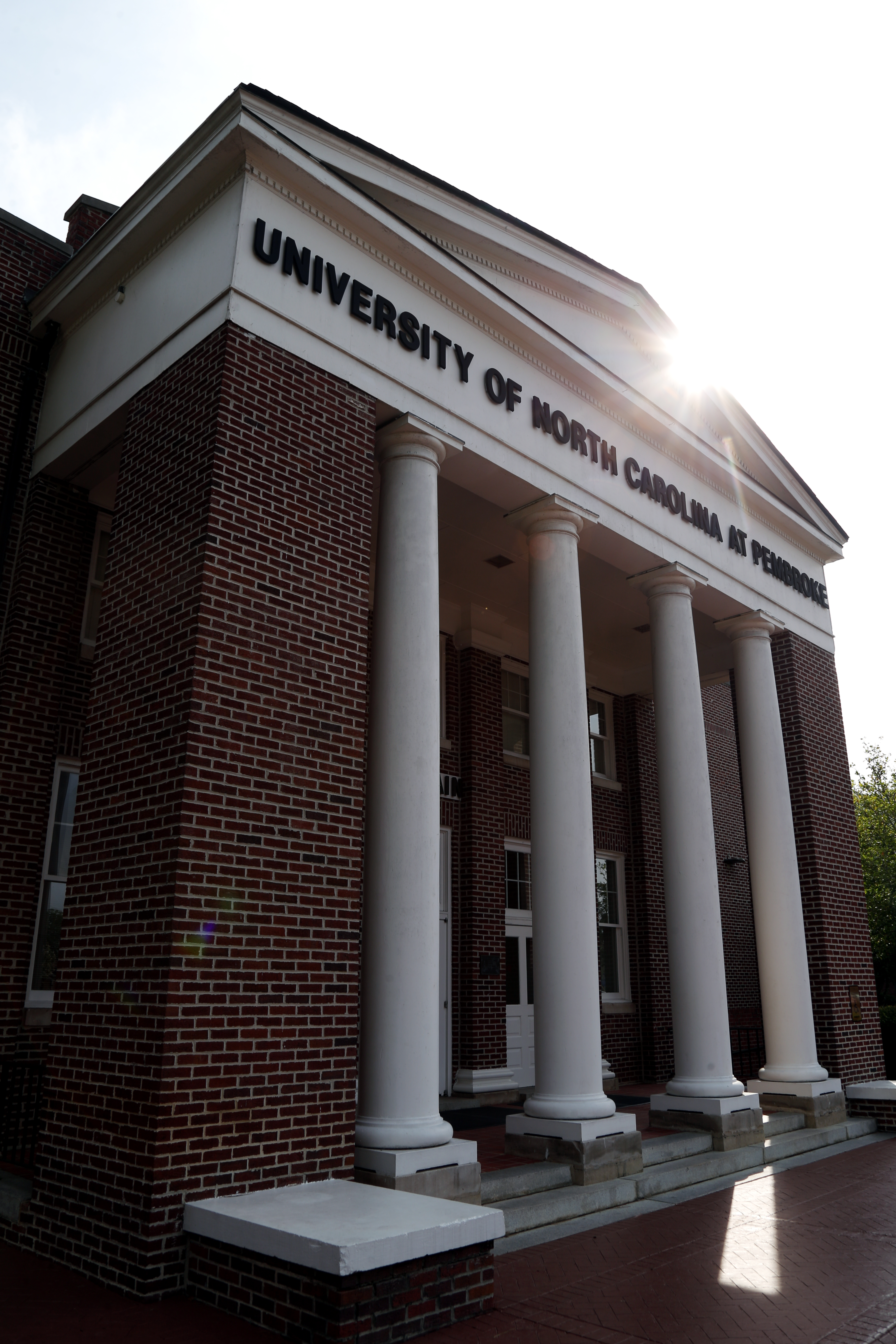 The historic Old Main building on the UNC Pembroke campus.