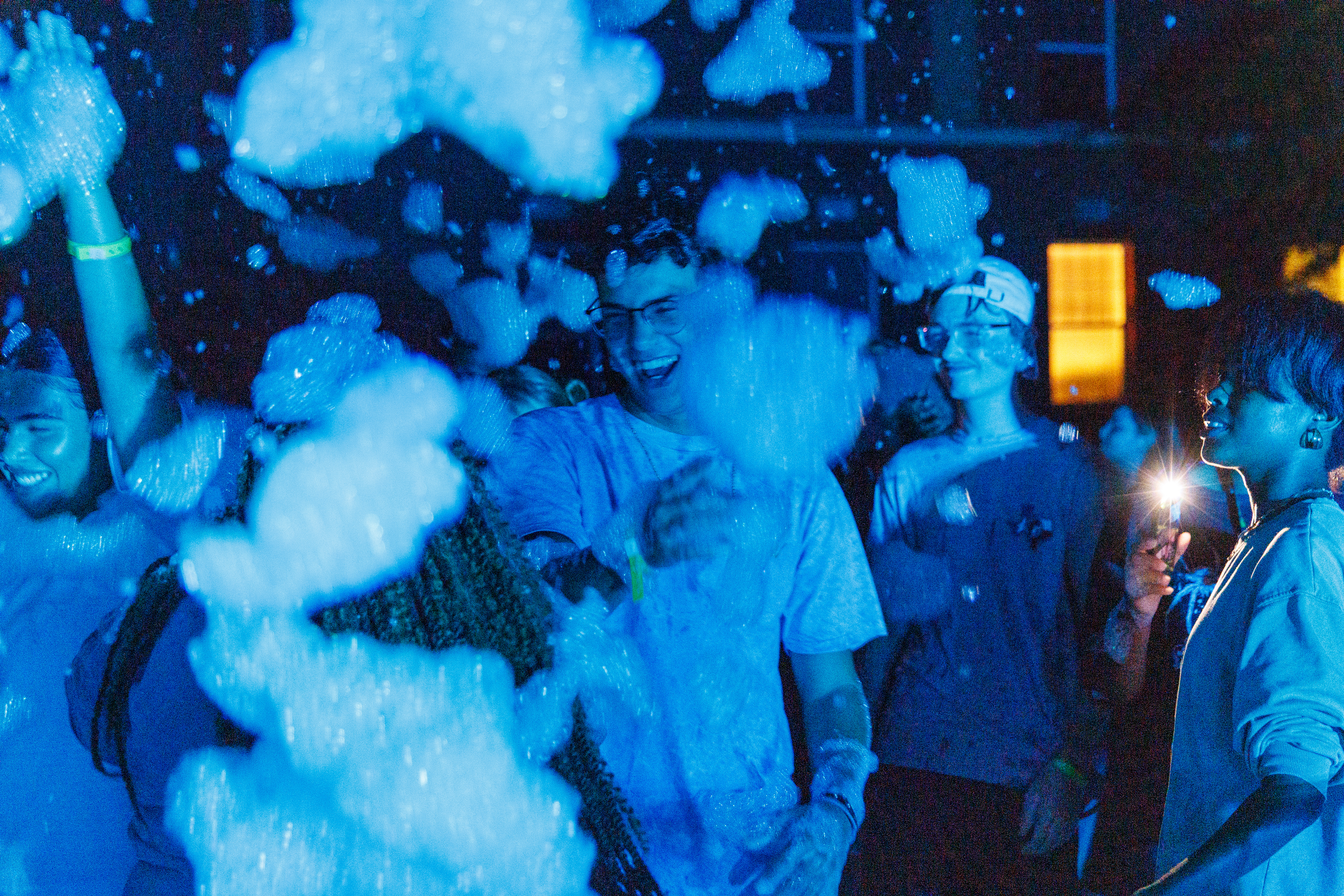 Students at the Foam Drop Party