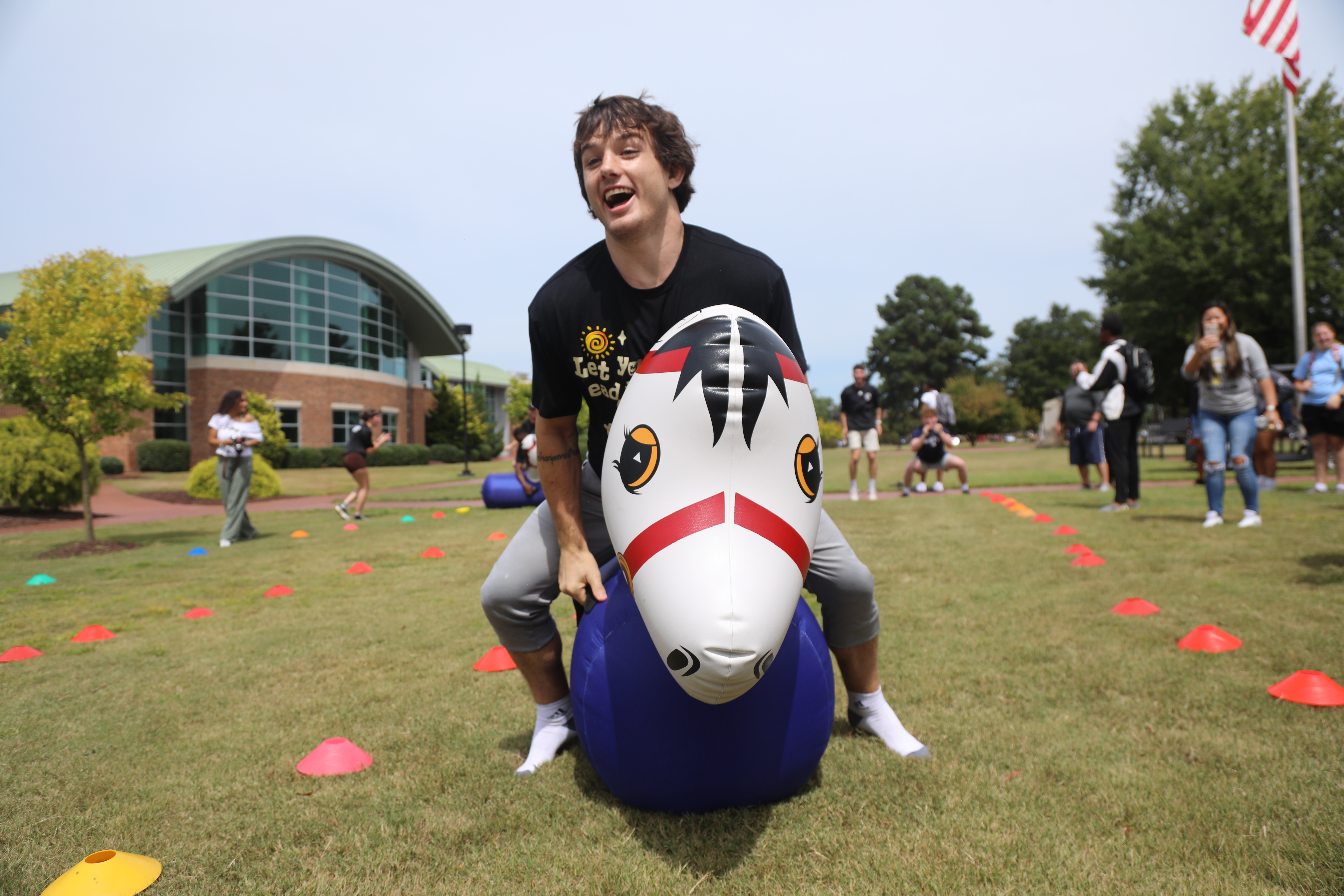A UNCP student participating in Pony Palooza
