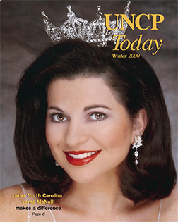 miss north carolina laura mcneill from the cover of the UNCP Today winter 2000 edition