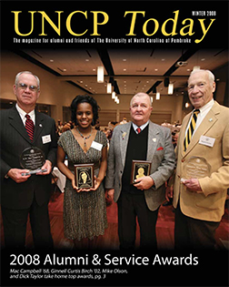 recipients at the alumni awards from the cover of the UNCP Today winter 2008 edition
