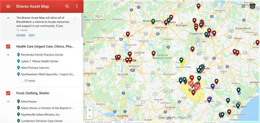 Braves Asset Map | The University of North Carolina at Pembroke