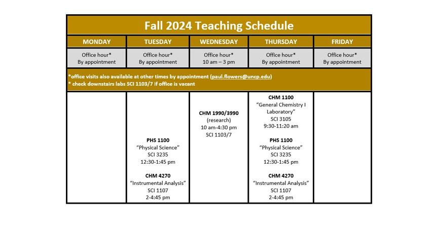 teaching schedule