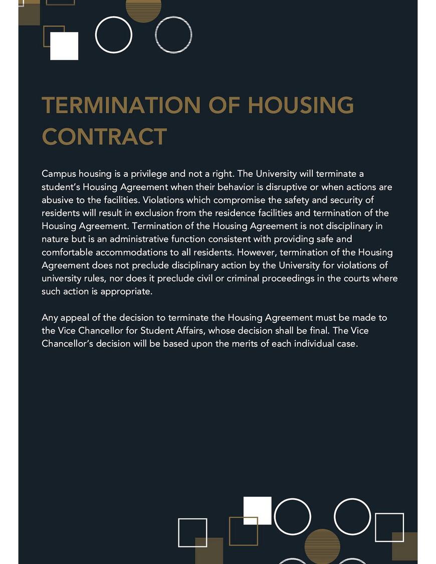 Termination of Housing Contract