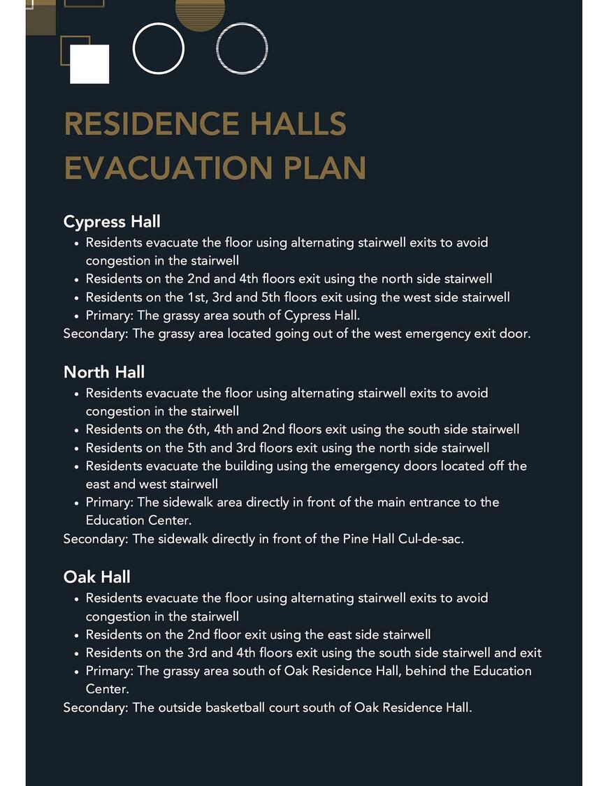 Residence Hall Evacuation Plans