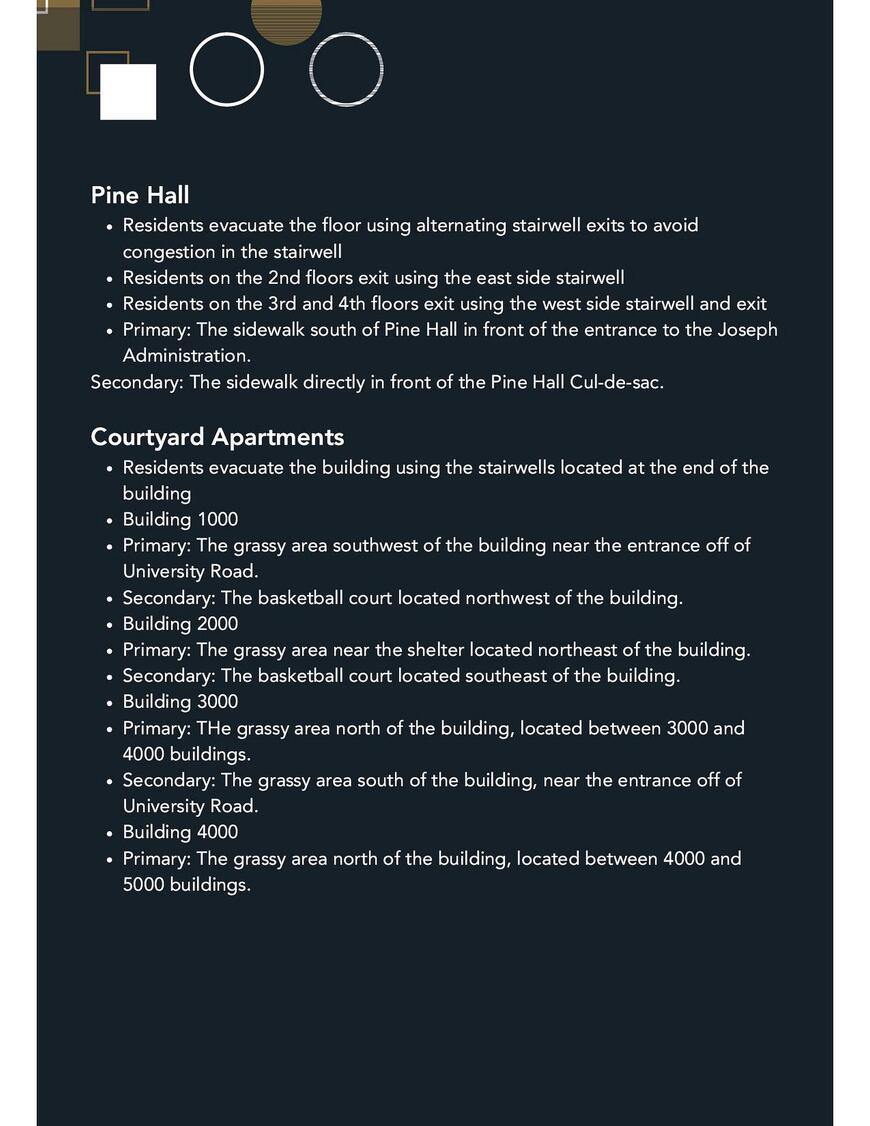 Residence Halls Evacuation Plans (cont.)