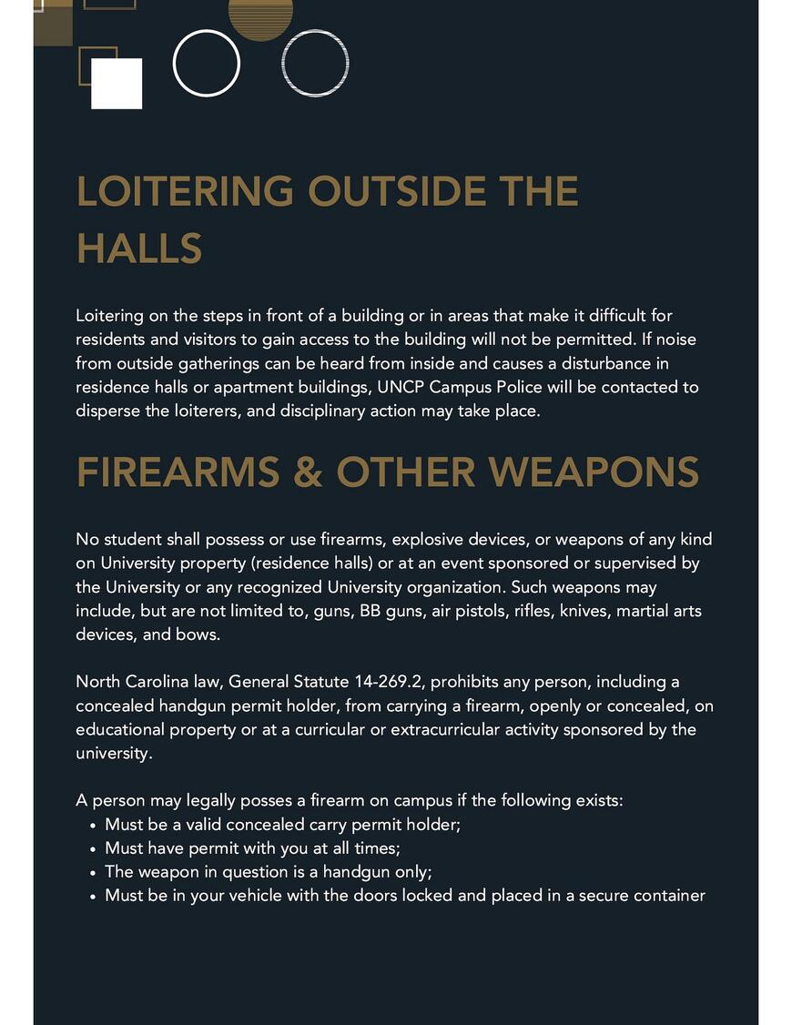 Loitering Outside The Halls, Firearms & Other Weapons