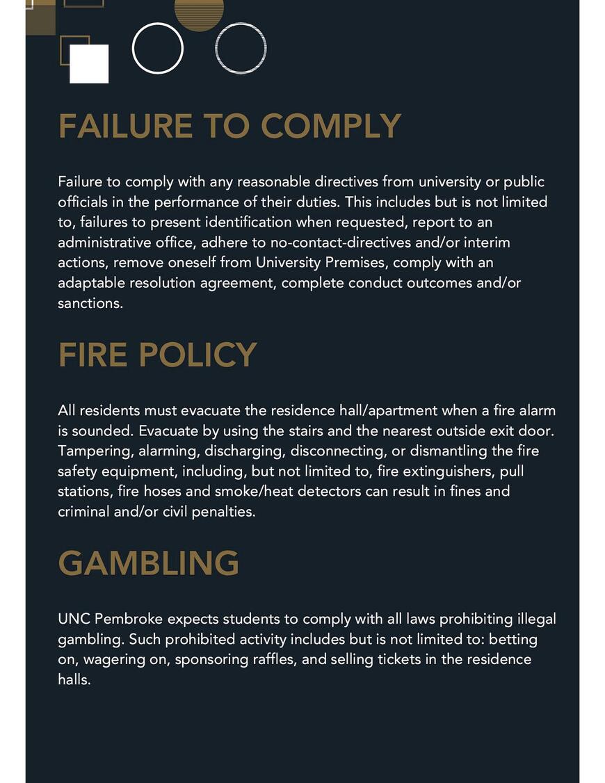 Failure to Comply; Fire Policy; Gambling