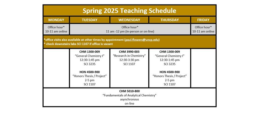 teaching schedule