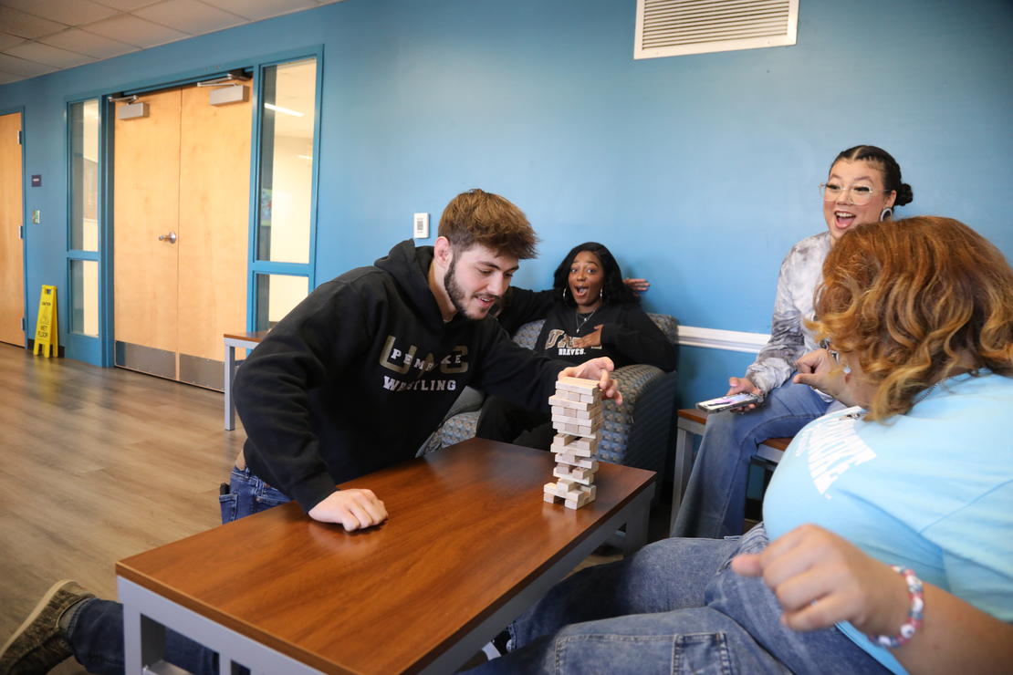 A photo of RHA playing Jenga