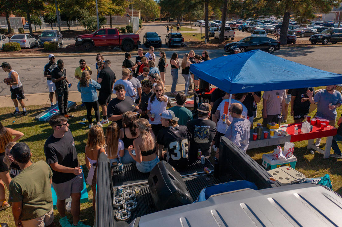 Students at UNCP Homecoming Tailgate