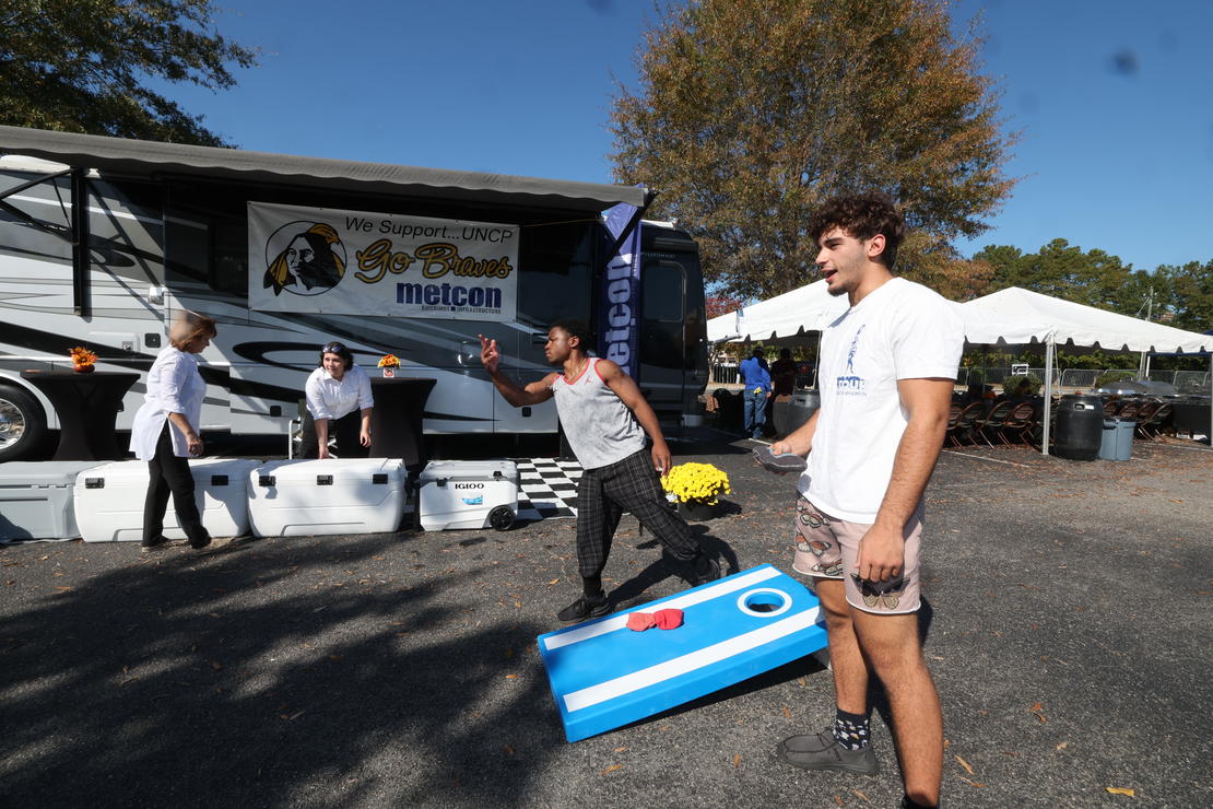 Students at UNCP Homecoming Tailgate