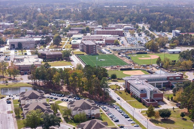 An image of UNCP's campus from above