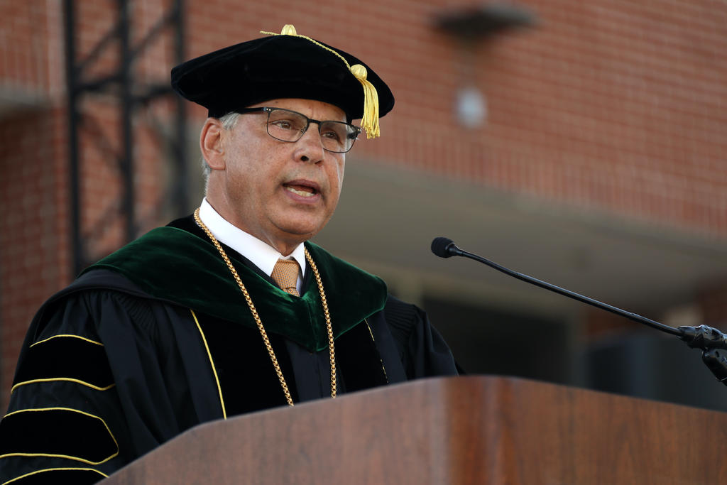 Chancellor Robin Gary Cummings delivers remarks during the 2021 Spring Commencement