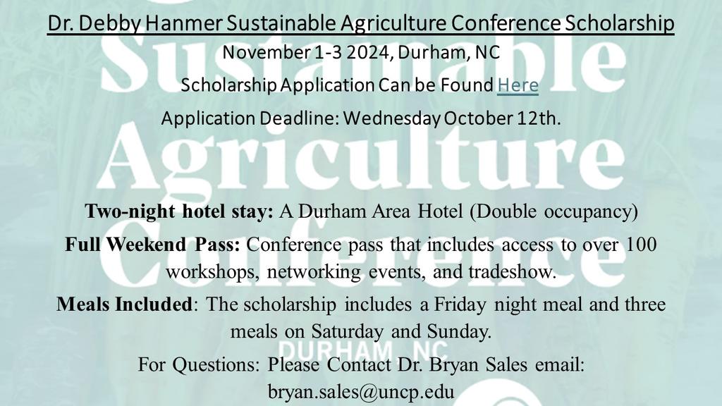 Debby Hanmer sustain agri scholarship