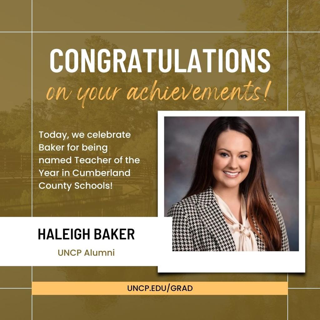 Haleigh Baker, UNCP Alumna