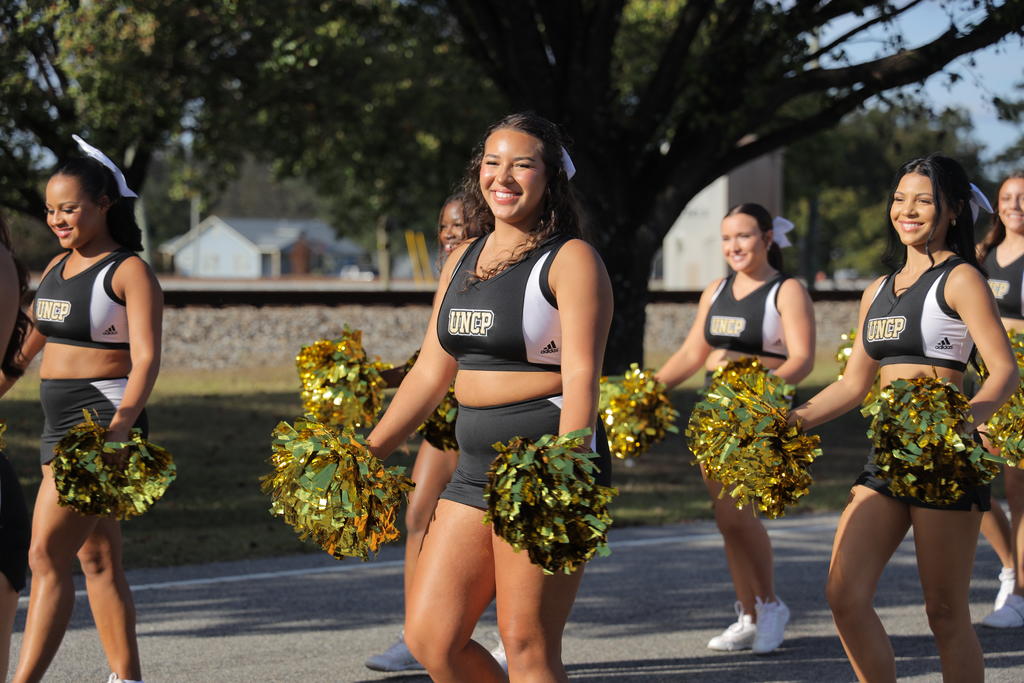 UNCP Cheerleaders at the parade