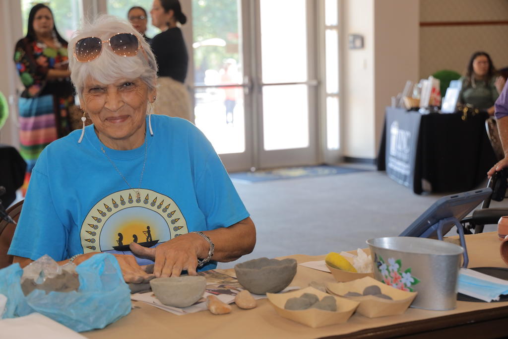 Recent UNCP graduate and local artist Phyllis Lowery was among the vendors at the Indigenous Peoples' Day event at UNC Pembroke